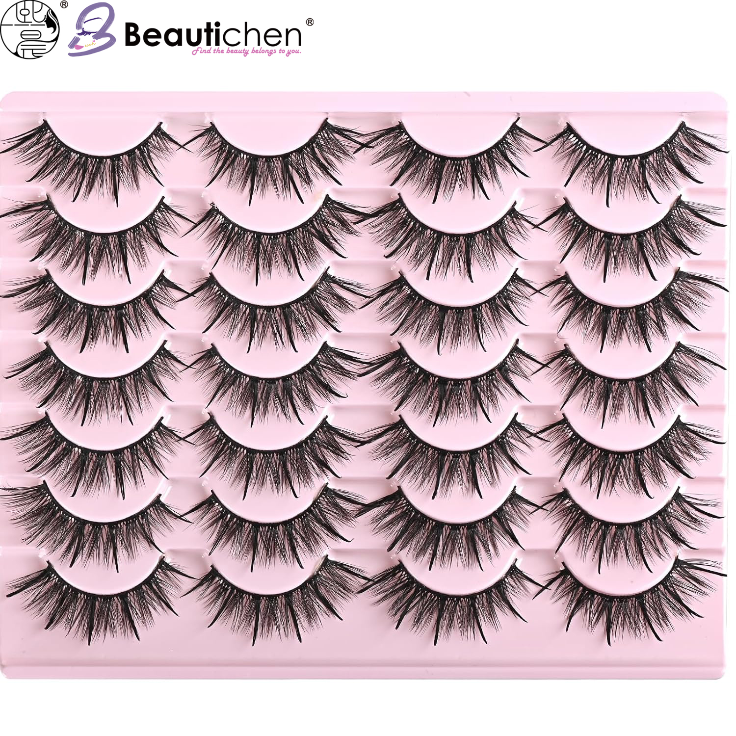 Beautichen Набор накладных ресниц — 20 пар объемные 3D ресницы, кросс-объем, многослойный эффект, для дневного и вечернего макияжа