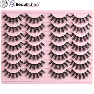 Beautichen Набор накладных ресниц — 20 пар, удлиняющий и объёмный эффект, натуральный изгиб, мягкое волокно, для дневного и лёгкого европейского макияжа