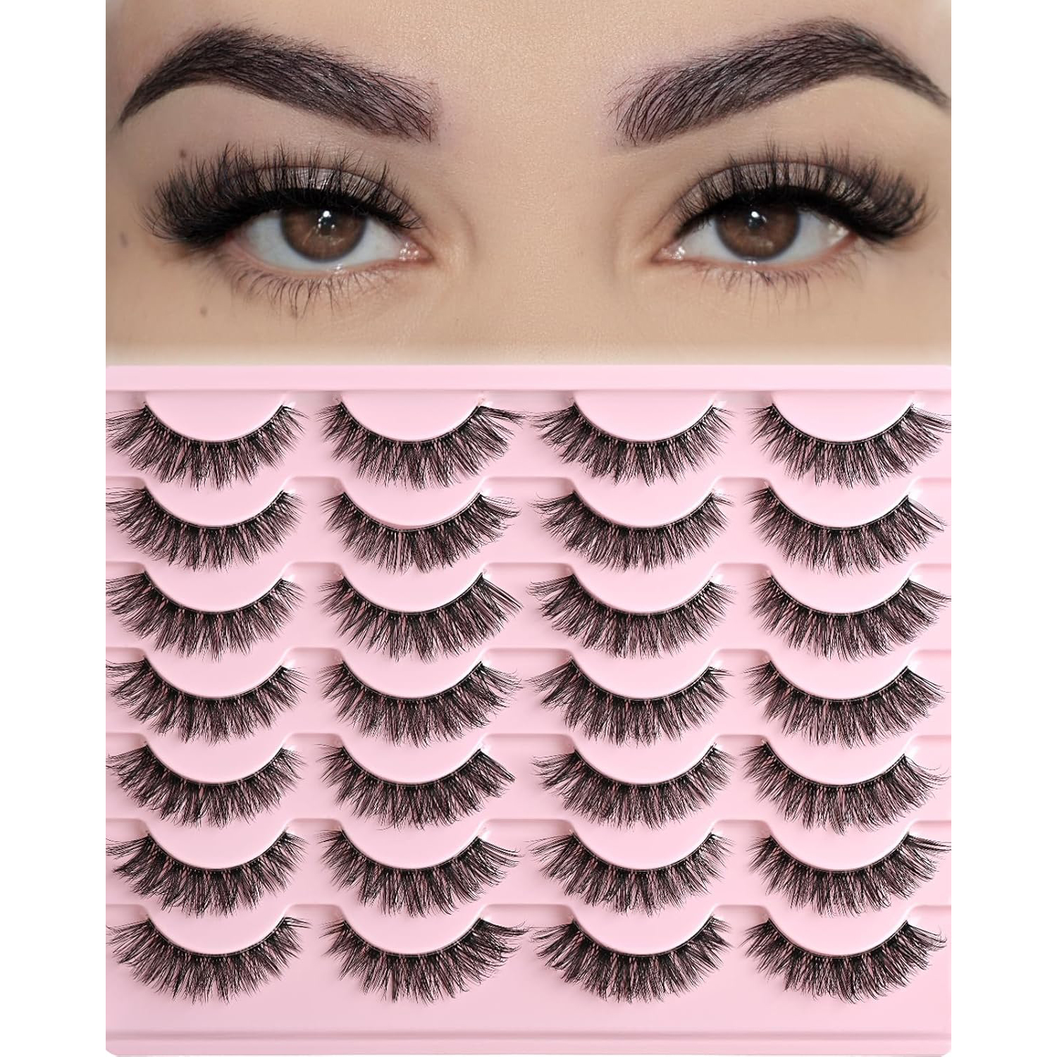 Beautichen Набор накладных ресниц — 20 пар, естественный объём, имитация натурального завитка, для повседневного и лёгкого макияжа