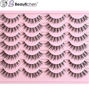 Beautichen Накладные ресницы с многорядным веерным эффектом — объёмные, завитые, с прозрачной леской, для выразительного сценического и акцентного макияжа