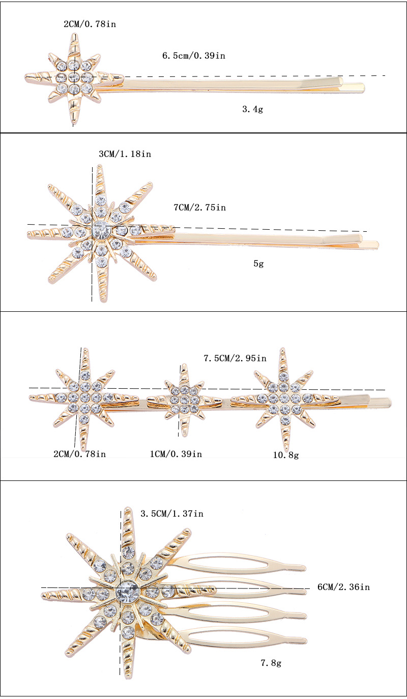 Beautichn заколка с кристаллами «Восьмиконечная звезда»
