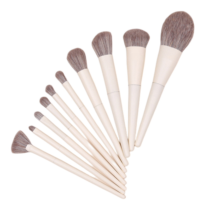 Beautichen Набор кистей для макияжа — 10 шт., белые ручки, серые синтетические ворсинки