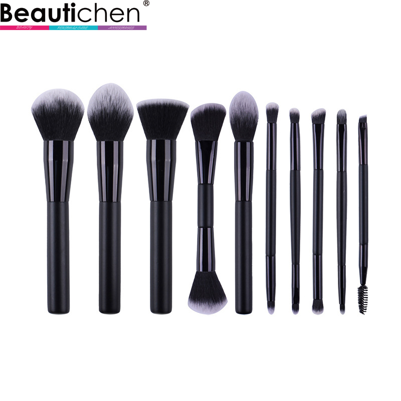 Beautichen Набор из 14 профессиональных кистей для макияжа — черный деревянный корпус, мягкий синтетический ворс