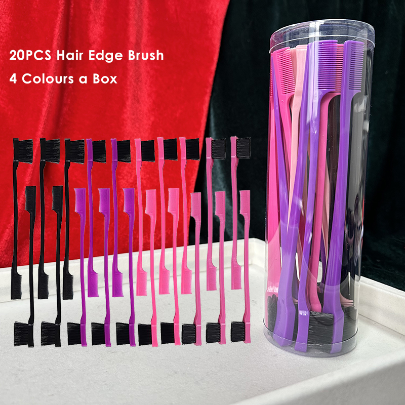 Beautichen Набор щёток для укладки краёв волос — 20 / 32 шт., 4 цвета в коробке, двусторонние щётки для baby hair и бровей