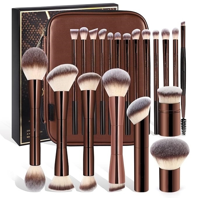 Beautichen профессиональный набор кистей для макияжа с чехлом — золото/коричневый, 24 шт.