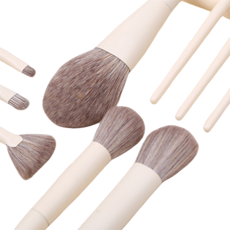 Beautichen Набор кистей для макияжа — 10 шт., белые ручки, серые синтетические ворсинки