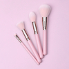 Beautichen Набор мини-кистей для макияжа — 4 шт., розовые ручки с серебристым креплением