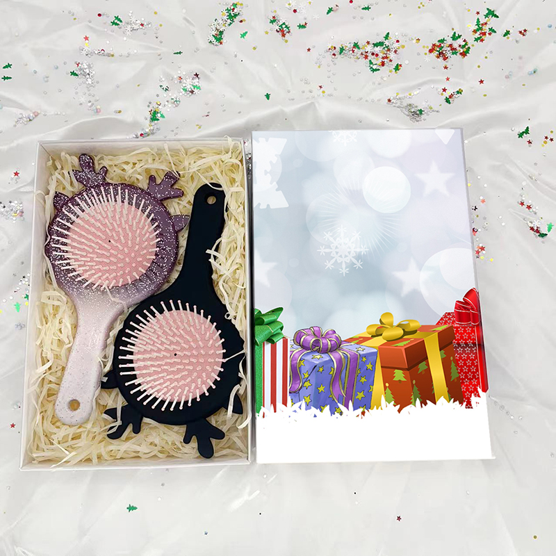 Beautichen Рождественский подарочный набор расчесок — 2 шт., массажные расчески с воздушной подушкой «Олень», для ухода и укладки волос