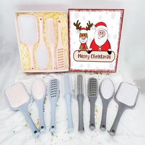 Beautichen Рождественский подарочный набор расчёсок — 4 шт., компактные щётки для волос: скелетная, овальная массажная, расчёска для завивки и вентиляционная