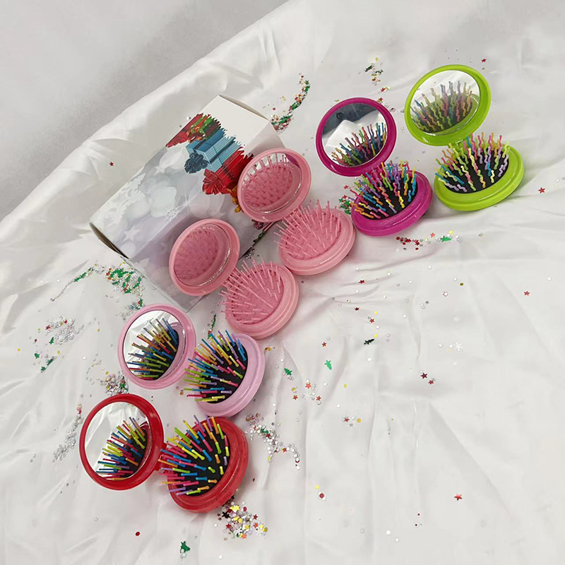 Beautichen Рождественский подарочный набор расчёсок — 6 круглых складных расчёсок, компактные дорожные щётки для волос