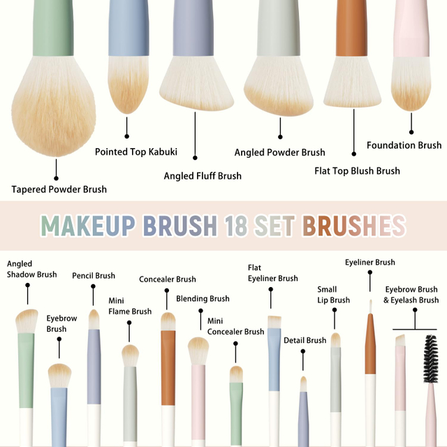 Beautichen набор кистей для макияжа с косметичкой и спонжем — пастельный дизайн, 16 шт.