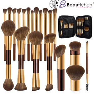 Beautichen профессиональный набор кистей для макияжа с чехлом — золото/коричневый, 24 шт.