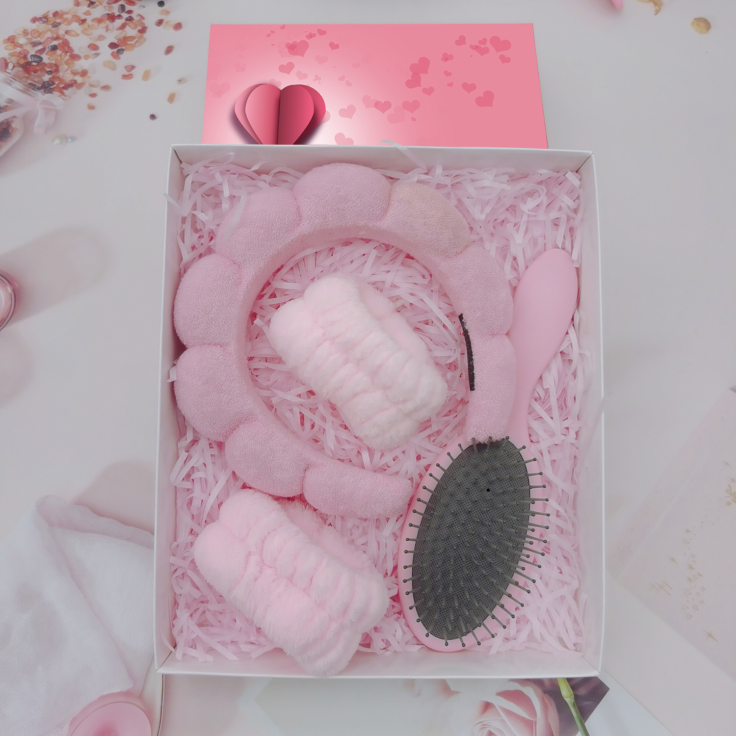 Beautichen Набор Аксессуаров Для Ухода За Волосами Повязка Для Умывания И Массажная Щётка