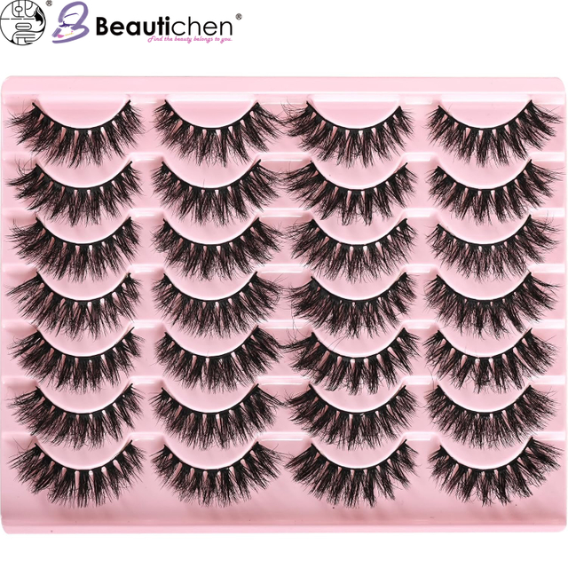 Beautichen Набор 3D накладных ресниц — 20 пар, разделённые кластеры, естественный изгиб, прозрачная гибкая лента, для сценического, свадебного и вечернего макияжа