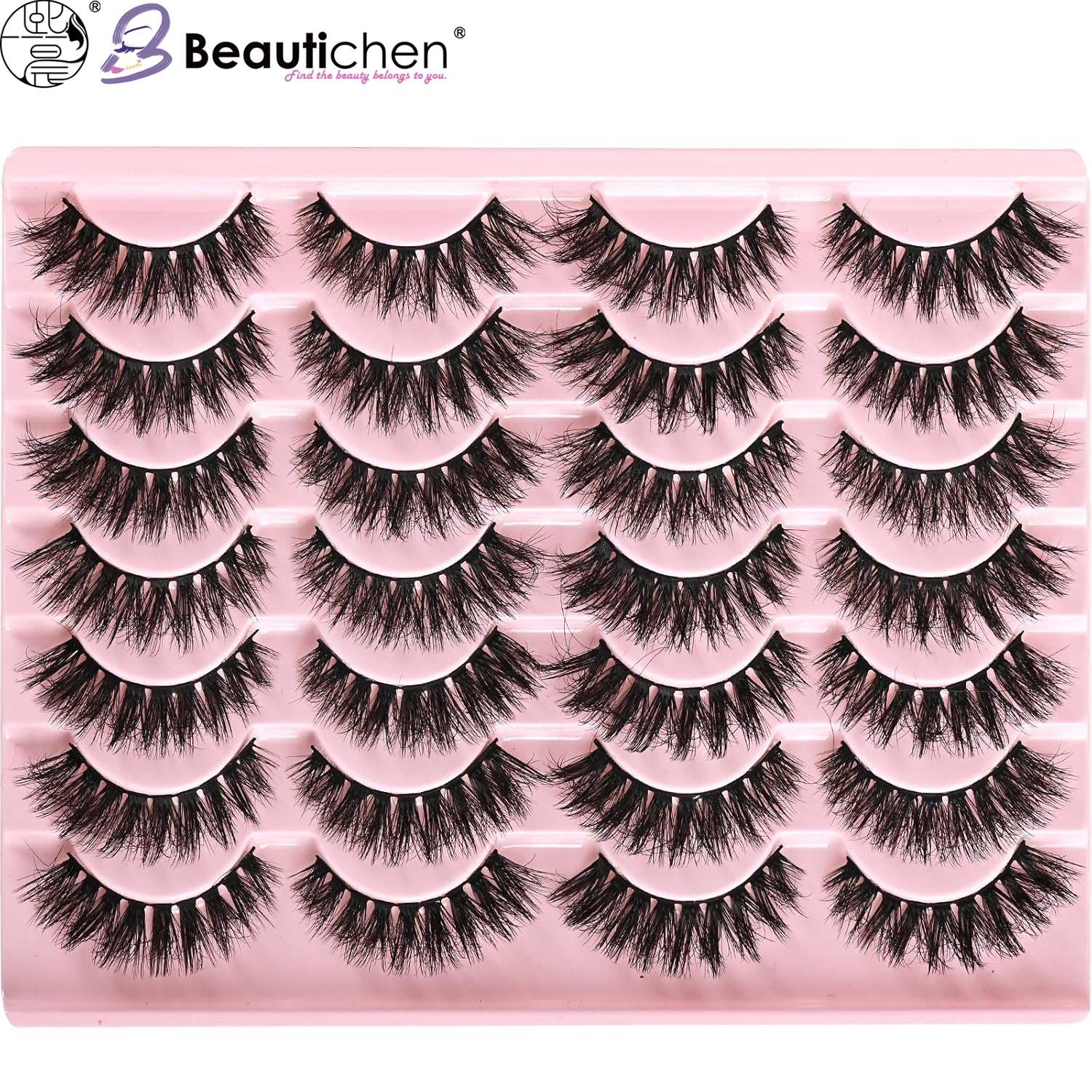 Beautichen Набор 3D накладных ресниц — 20 пар, разделённые кластеры, естественный изгиб, прозрачная гибкая лента, для сценического, свадебного и вечернего макияжа