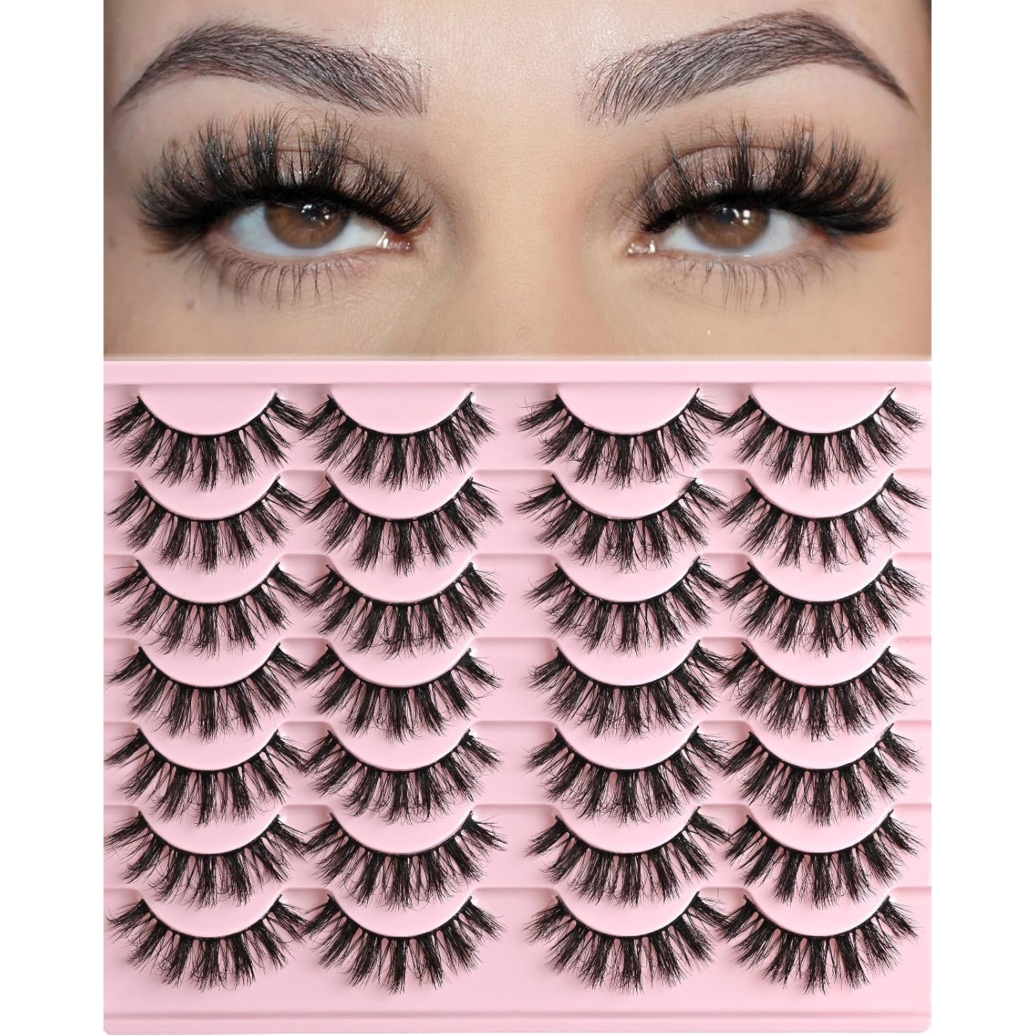 Beautichen Набор накладных ресниц — 20 пар, удлиняющий и объёмный эффект, натуральный изгиб, мягкое волокно, для дневного и лёгкого европейского макияжа