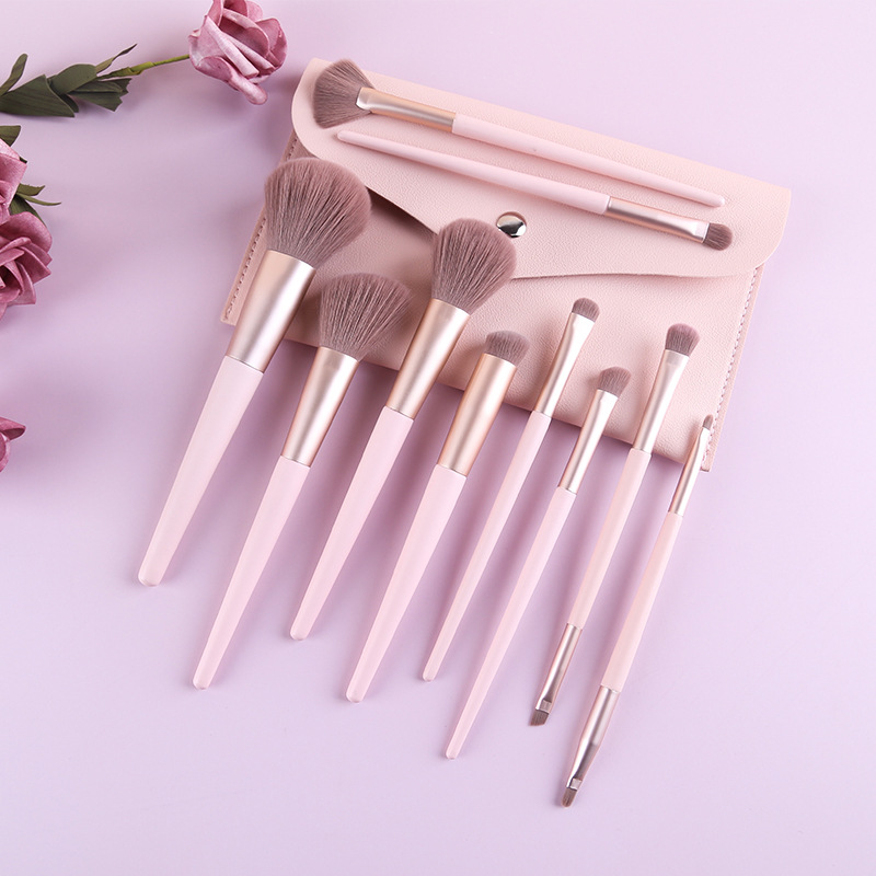 Beautichen Набор из 10 кистей для макияжа — розовый с серебристым, мягкий синтетический ворс