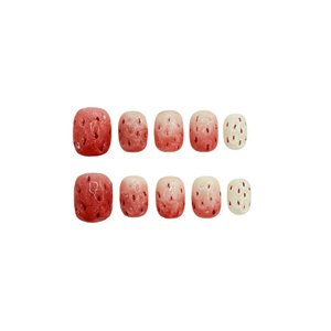 Beautichen — Набор Из 10 Накладных Ногтей С Клубничным Градиентом И Декоративными Элементами