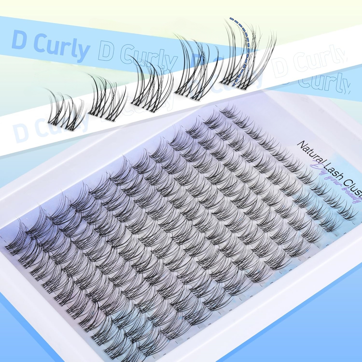 Beautichen Пучковые накладные ресницы для домашнего наращивания DIY — Natural Lash Clusters 8–16 мм, одиночные кластеры с натуральным изгибом