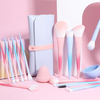 Beautichen набор кистей для макияжа с аксессуарами — градиент розовый/голубой, 15 шт.