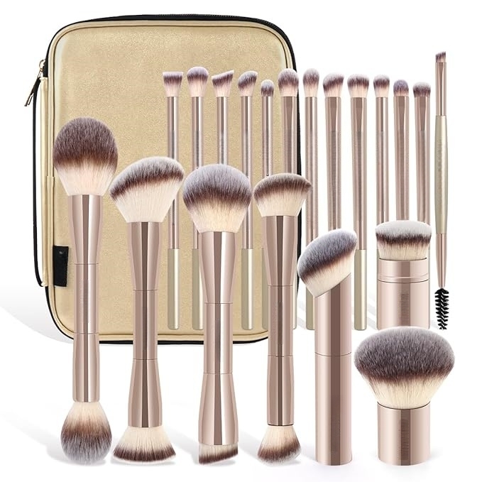 Beautichen профессиональный набор кистей для макияжа с чехлом — золото/коричневый, 24 шт.