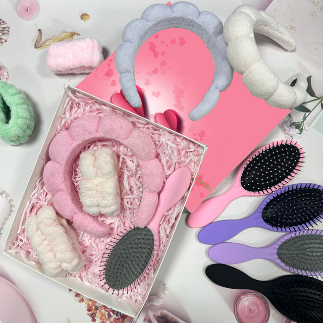 Beautichen Набор Аксессуаров Для Ухода За Волосами Повязка Для Умывания И Массажная Щётка