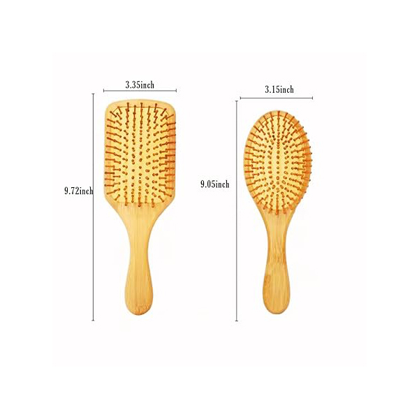 Beautichen Набор натуральных бамбуковых расчесок – включает в себя овальную расческу для распутывания волос и прямоугольную расческу для массажа кожи головы и ухода за волосами, подходящую для густых,