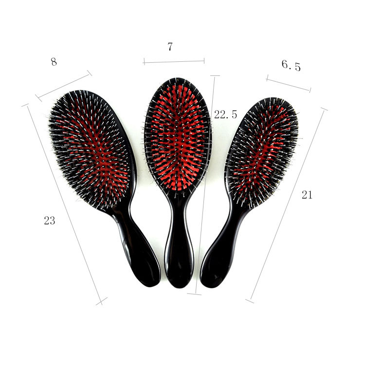 Beautichen Новая элегантная красная кожная щетка с ниточными зубцами из свиного волоса и подушками: домашняя уборка с подушечным держателем для укладки волос, обеспечивающая объем и гладкость