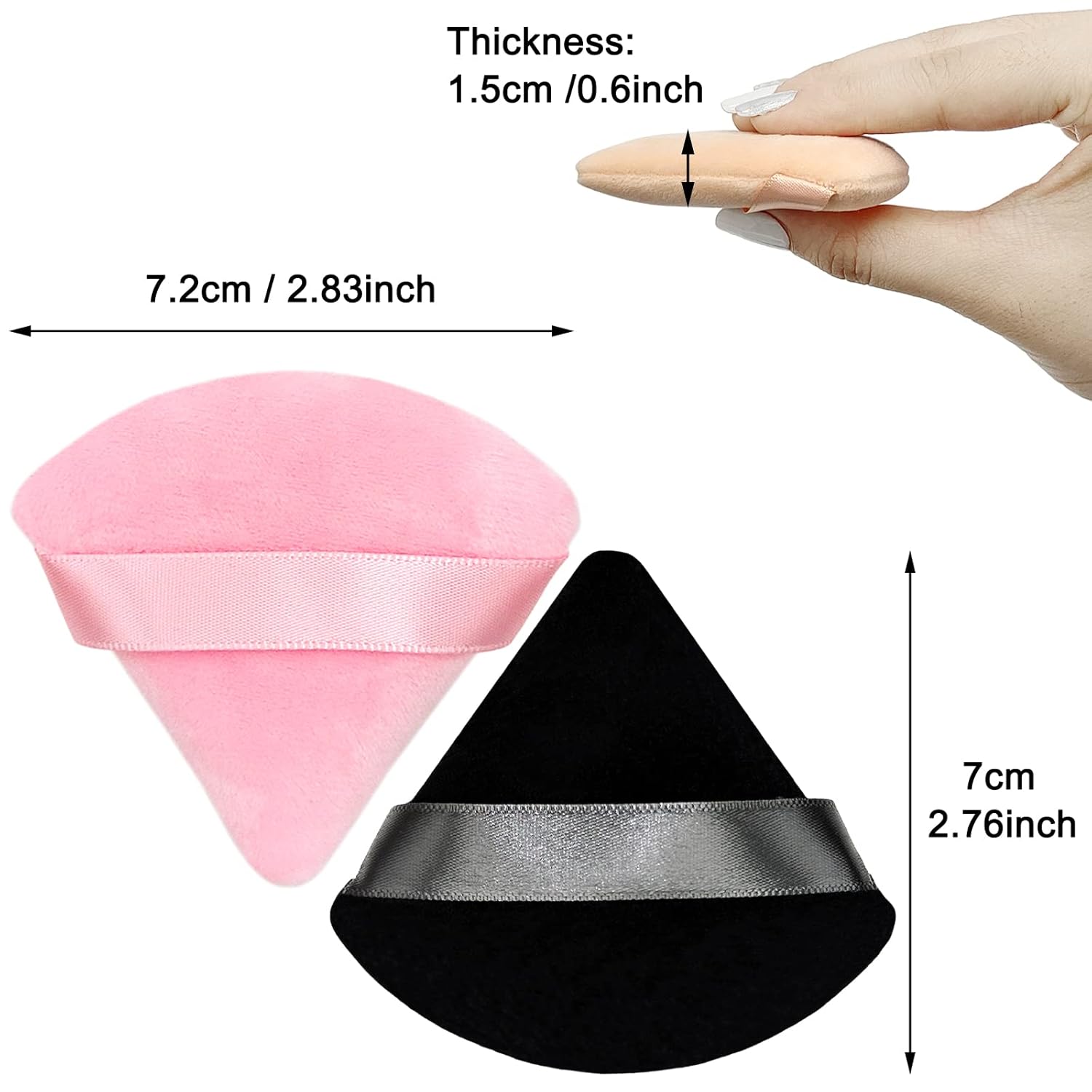 Beautichen набор треугольных пуховок — 6 шт. бархатные спонжи для пудры, контуринга и румян, двухсторонние мягкие косметические подушки