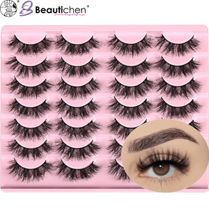 Beautichen Набор накладных ресниц — 20 пар объемных 3D ресниц, сегментированные пучки, натуральный изгиб, для дневного и вечернего макияжа