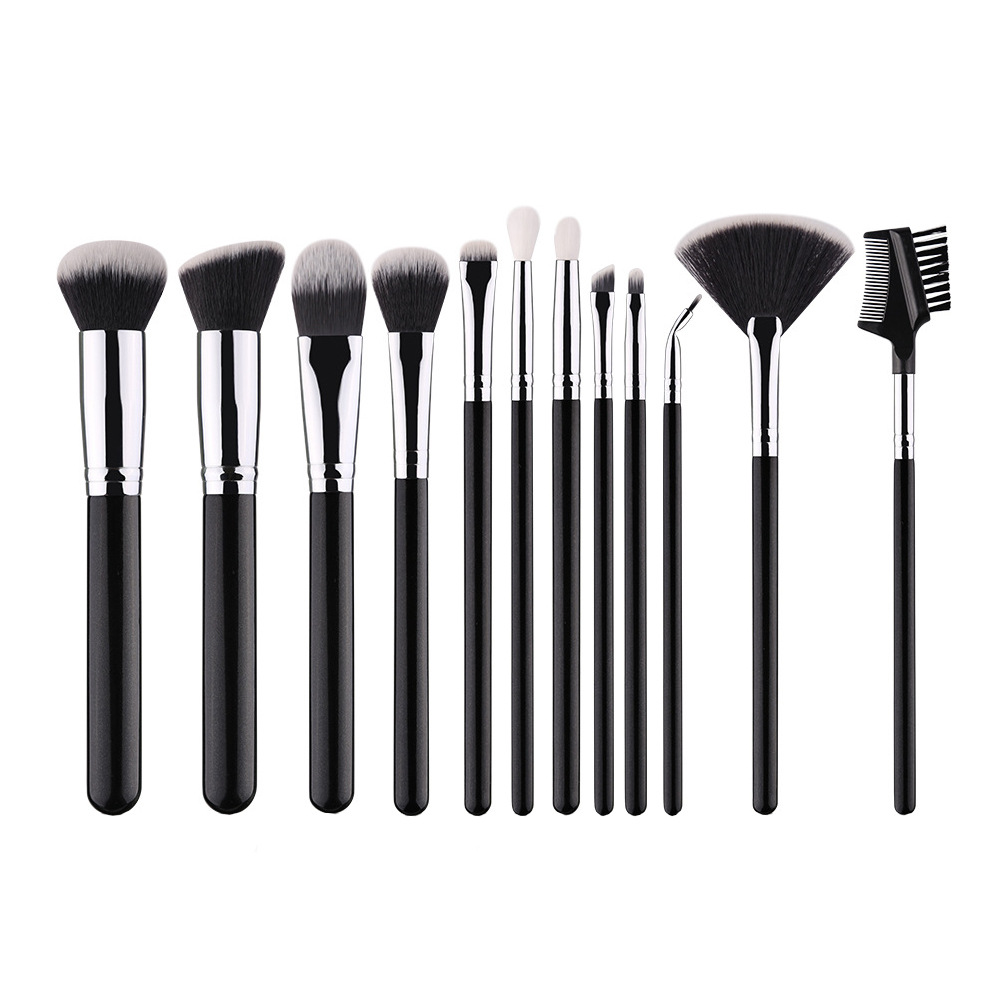 Beautichen Набор из 12 кистей для макияжа — серебристо-черный, синтетический ворс