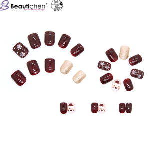 Beautichen новогодние блестящие рождественские накладные ногти, снежинки, пресс‑он ногти, милый дизайн, горячая распродажа, оптовый хит
