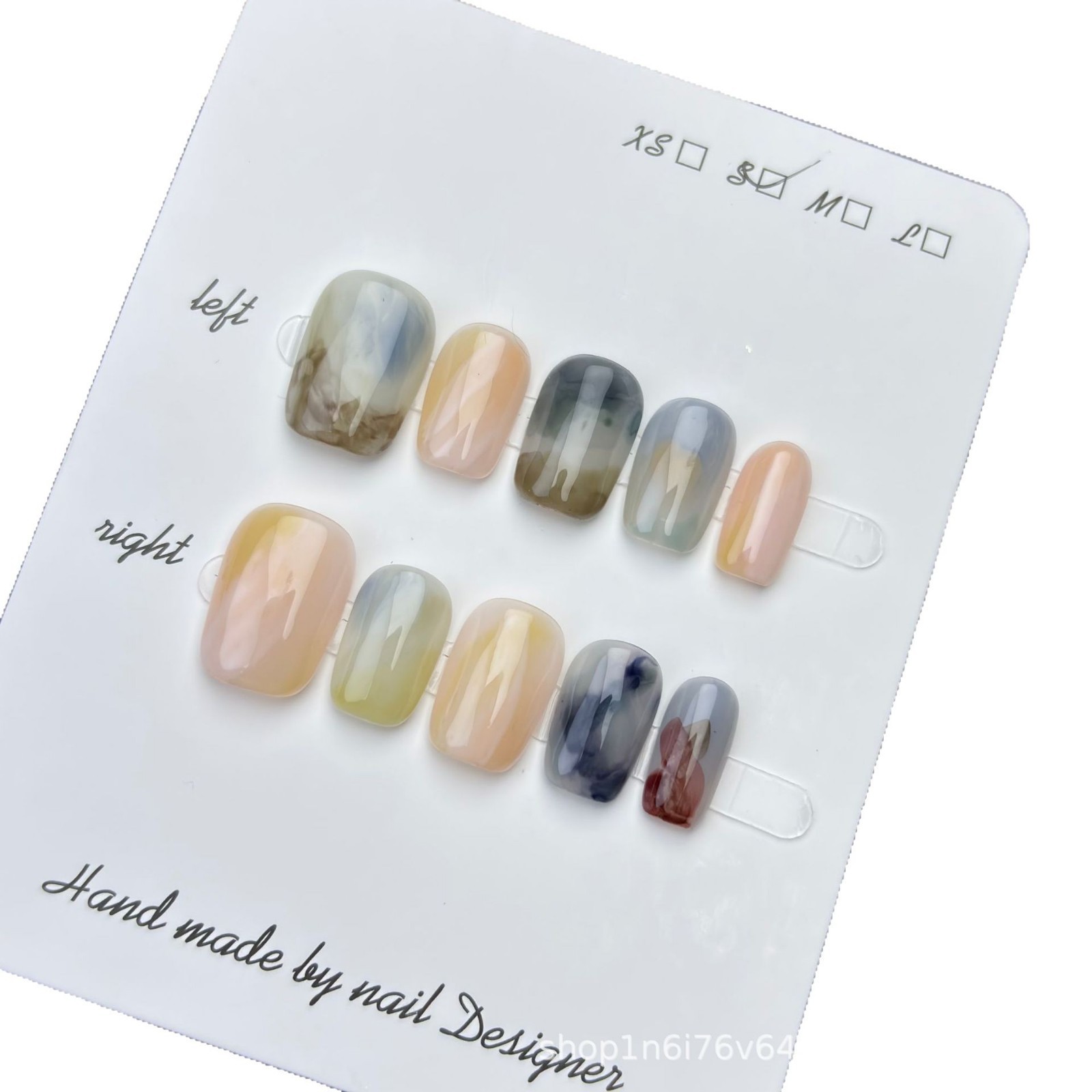 Beautichen накладные ногти с мраморным дизайном, 10 шт