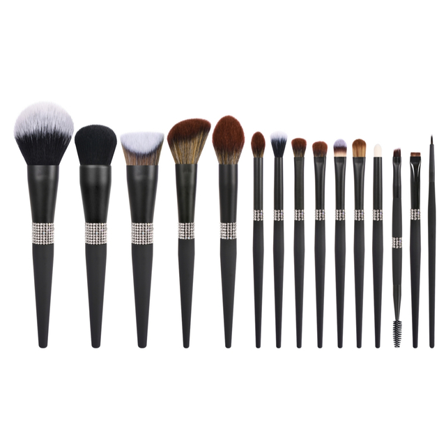 Beautichen набор кистей для макияжа — черный со стразами, 15 шт.