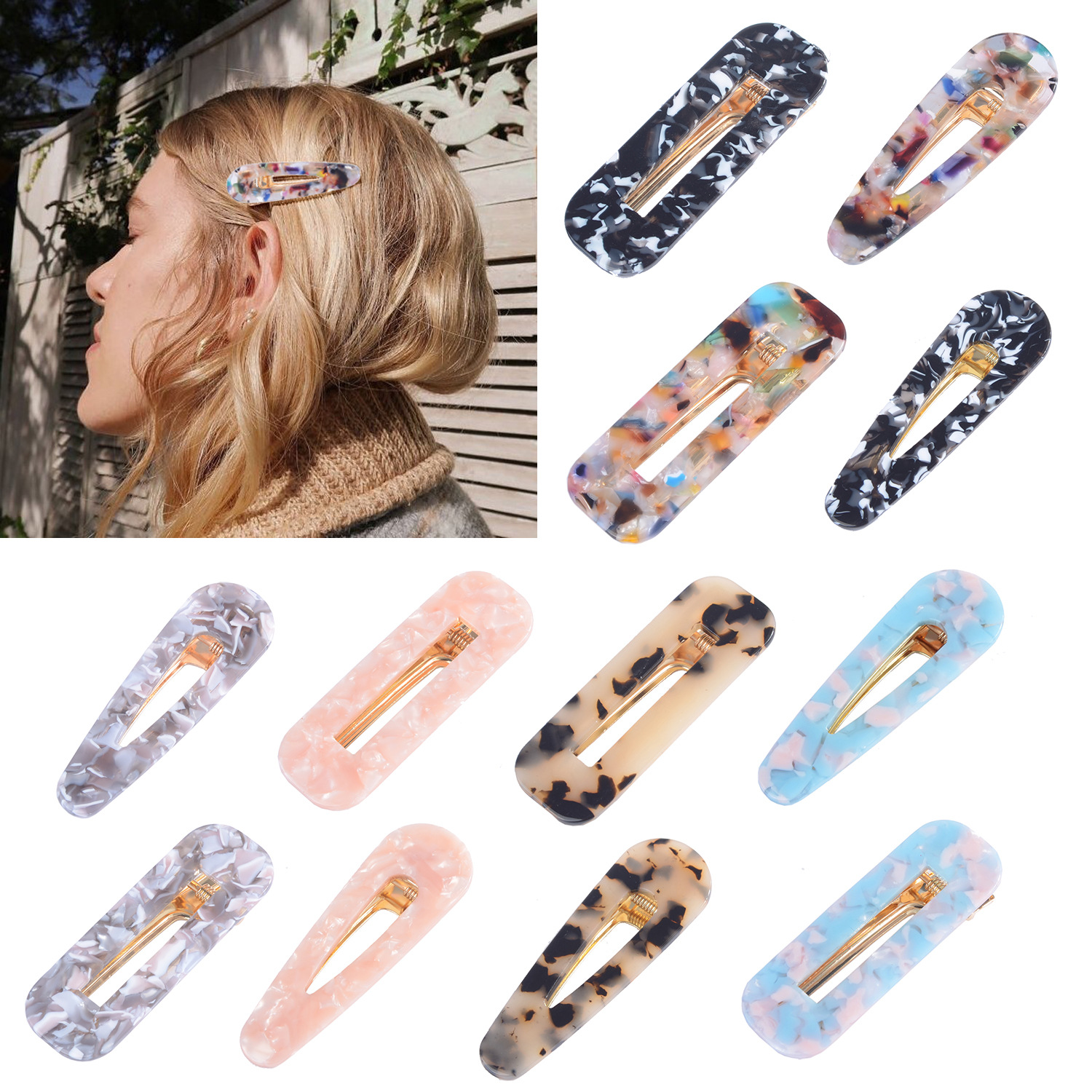 Beautichen Боковые заколки из ацетата с эффектом янтаря